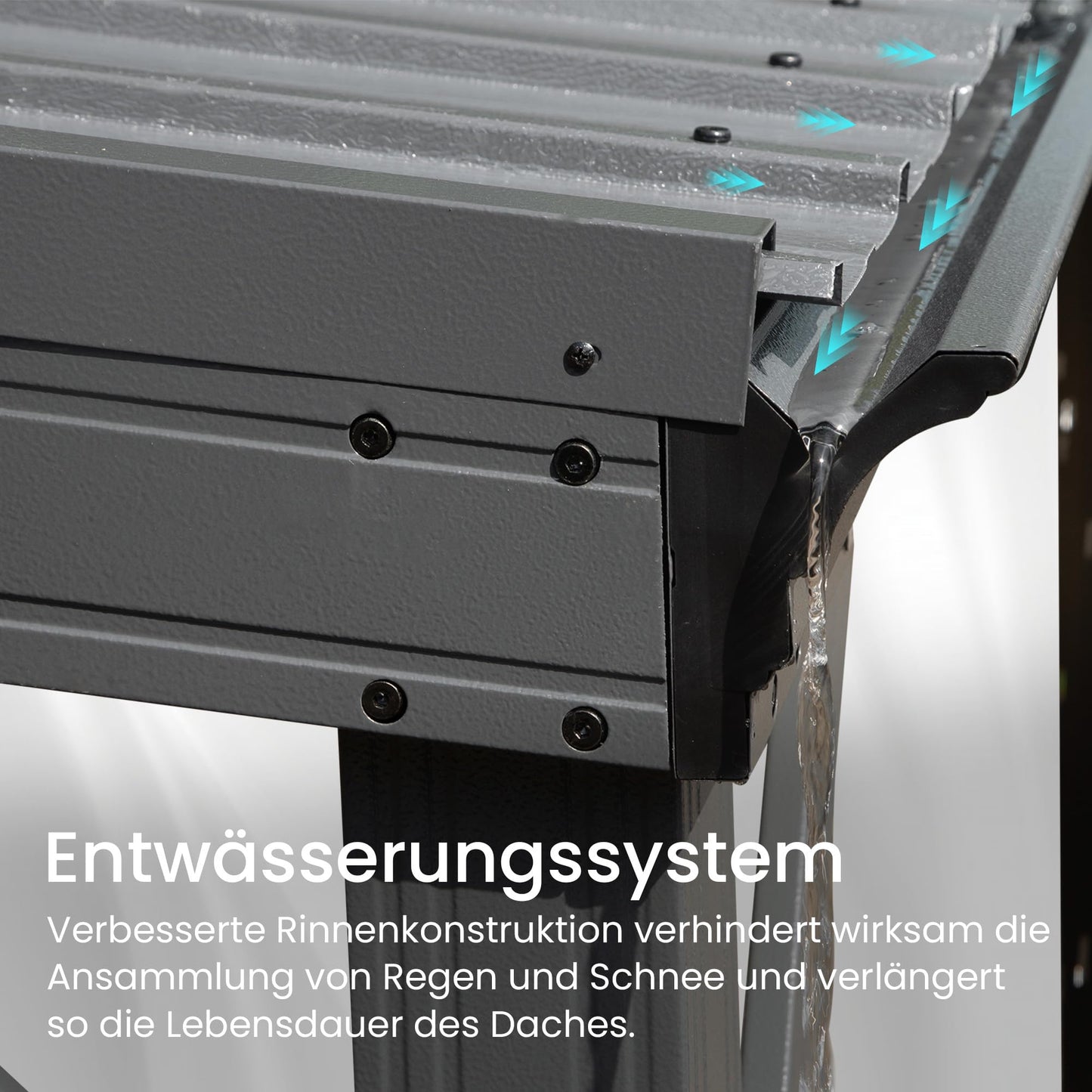 Domi Wandpavillon 3,6x6,1 m Hardtop Stahldach Grau – Groß