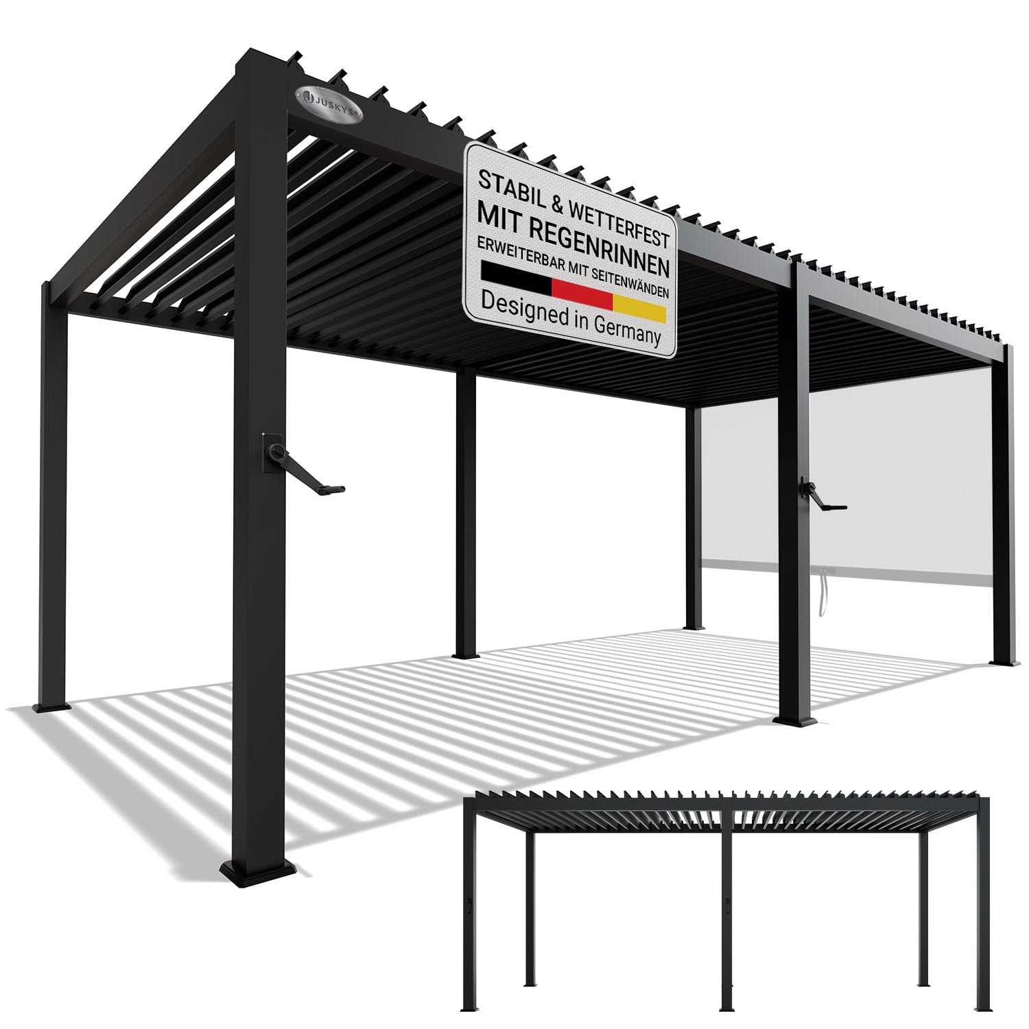 612kJDRoibL Juskys Lamellendach Tahiti 3x5,9 m Stahl Pergola Anthrazit – Bild 1