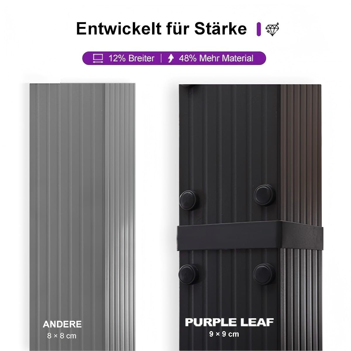 PURPLE LEAF Aluminium Pergola 3x4m – Schiebedach, UV-Schutz – Bild 5