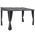 Outsunny Pergola 3,65x2,55m Schiebedach Alu Dunkelgrau