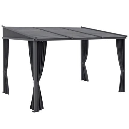 Outsunny Pergola 3,65x2,55m Schiebedach Alu Dunkelgrau