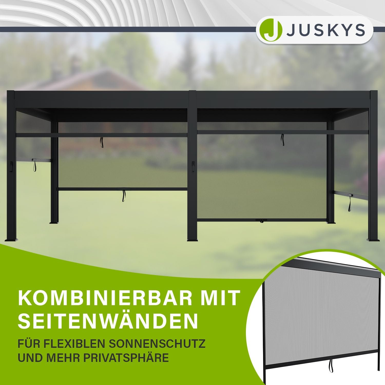 Juskys Lamellendach Tahiti 3x5,9 m mit Seitenwand Anthrazit – Bild 6
