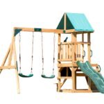 Kinderspielturm Zedernholz mit Rutsche & Schaukel ab 3 J.