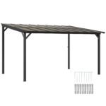 Outsunny Terrassenüberdachung 3x4,3m Polycarbonat Alu Grau