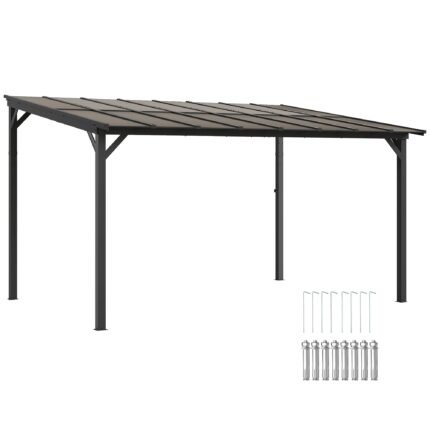 Outsunny Terrassenüberdachung 3x4,3m Polycarbonat Alu Grau