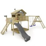 WICKEY Smart Ocean Kinderspielturm Spielhaus & Rutsche Anthrazit
