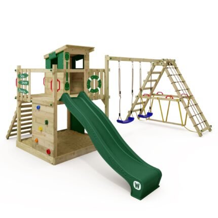 WICKEY Smart Surf Kinderspielturm mit Kletteranbau & Rutsche