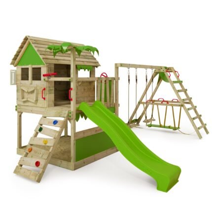 FATMOOSE TikaTaka Town XXL Spielturm mit Rutsche Apfelgrün