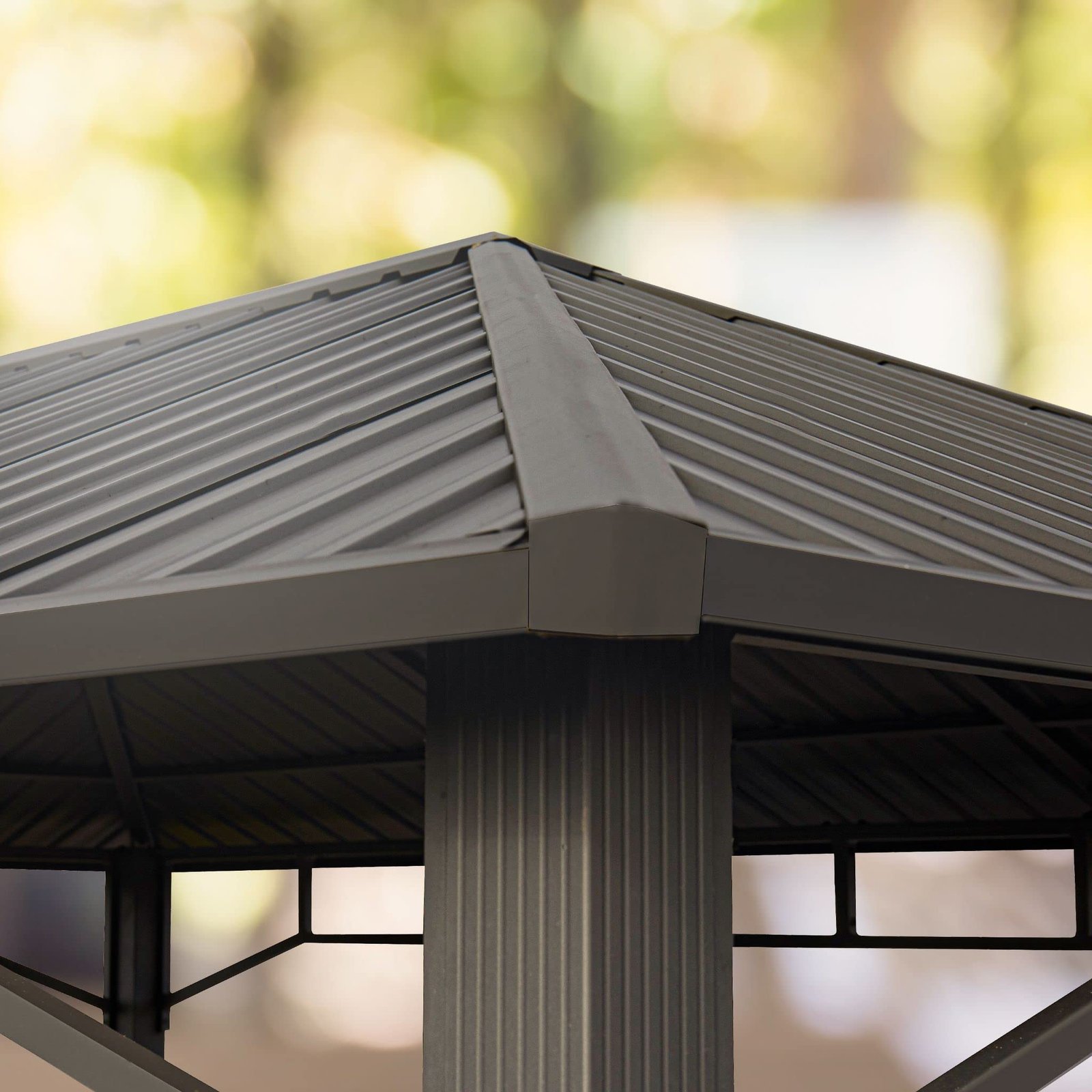 TOOLPORT Gartenpavillon 3x4 m Hardtop Stahldach 4 Seitenteile Grau – Bild 4