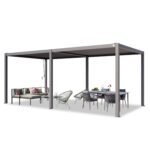PRIMEYARD Pergola 3x6m Aluminium Lamellendach Stahl Grau