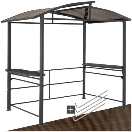 tectake® Grillpavillon Outdoor 240x150x234 cm – Grau