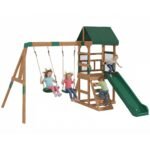 AIYAPLAY Kletterturm Holz Rutsche Schaukel Kletterwand 3–8 J.