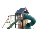 AXI Noud Holz Spielturm Röhrenrutsche 2 Schaukeln Trapez Rutsche