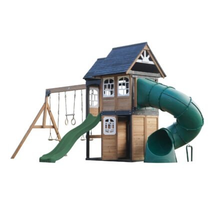 AXI Noud Holz Spielturm Röhrenrutsche 2 Schaukeln Trapez Rutsche