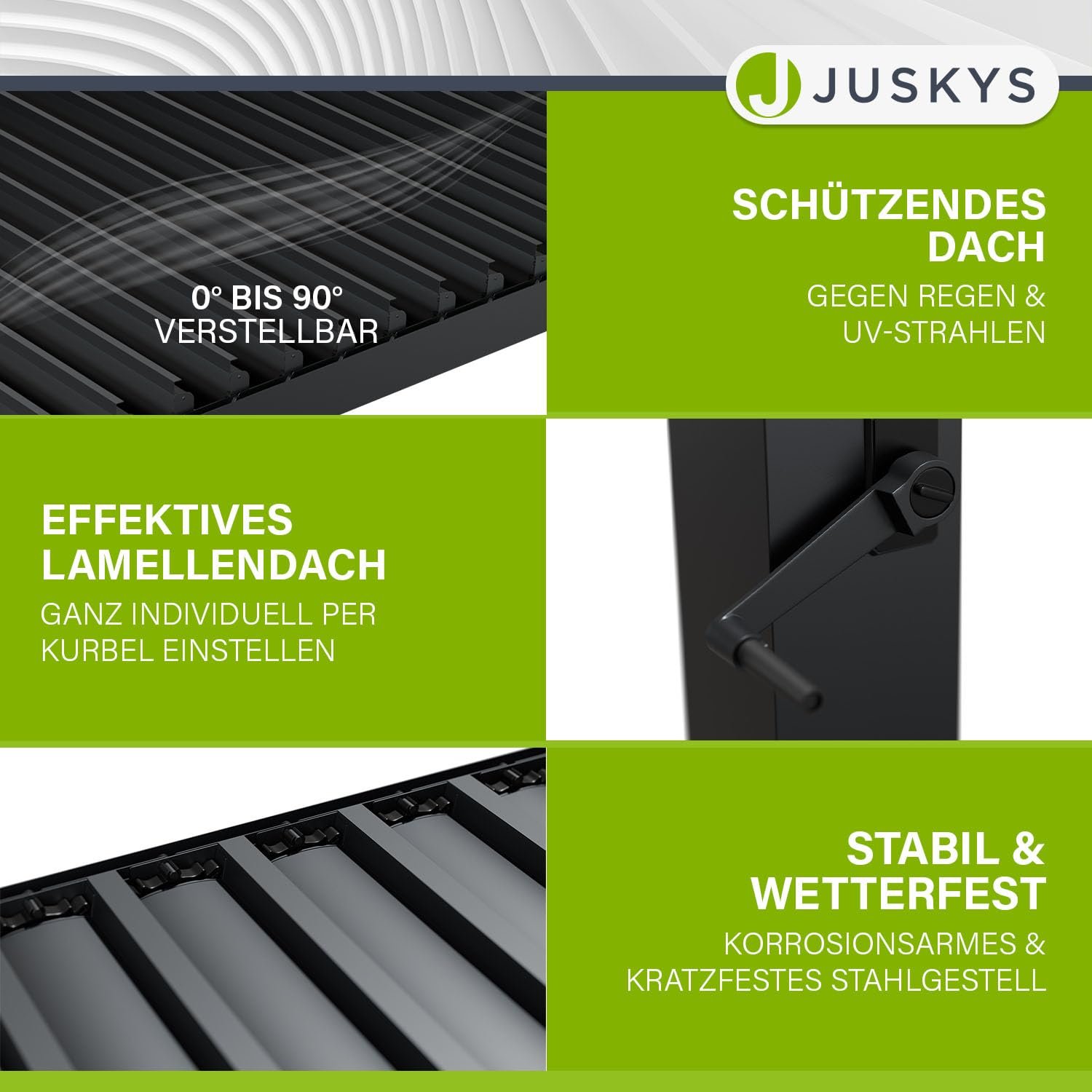Juskys Lamellendach Tahiti 3x5,9 m mit Seitenwand Anthrazit – Bild 5
