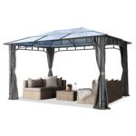 TOOLPORT Gartenpavillon 3x4m ALU Deluxe Polycarbonat Dach Grau