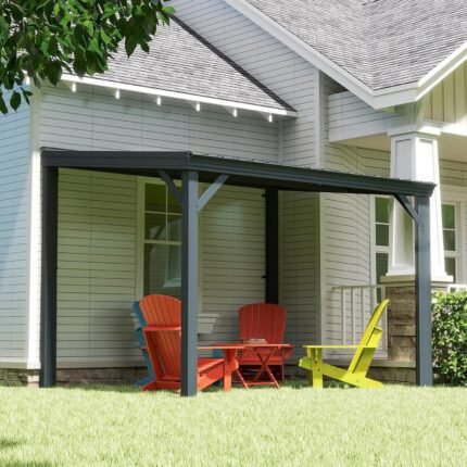 Domi Wandpavillon 2,4x3 m Hardtop Stahldach Grau – Terrasse