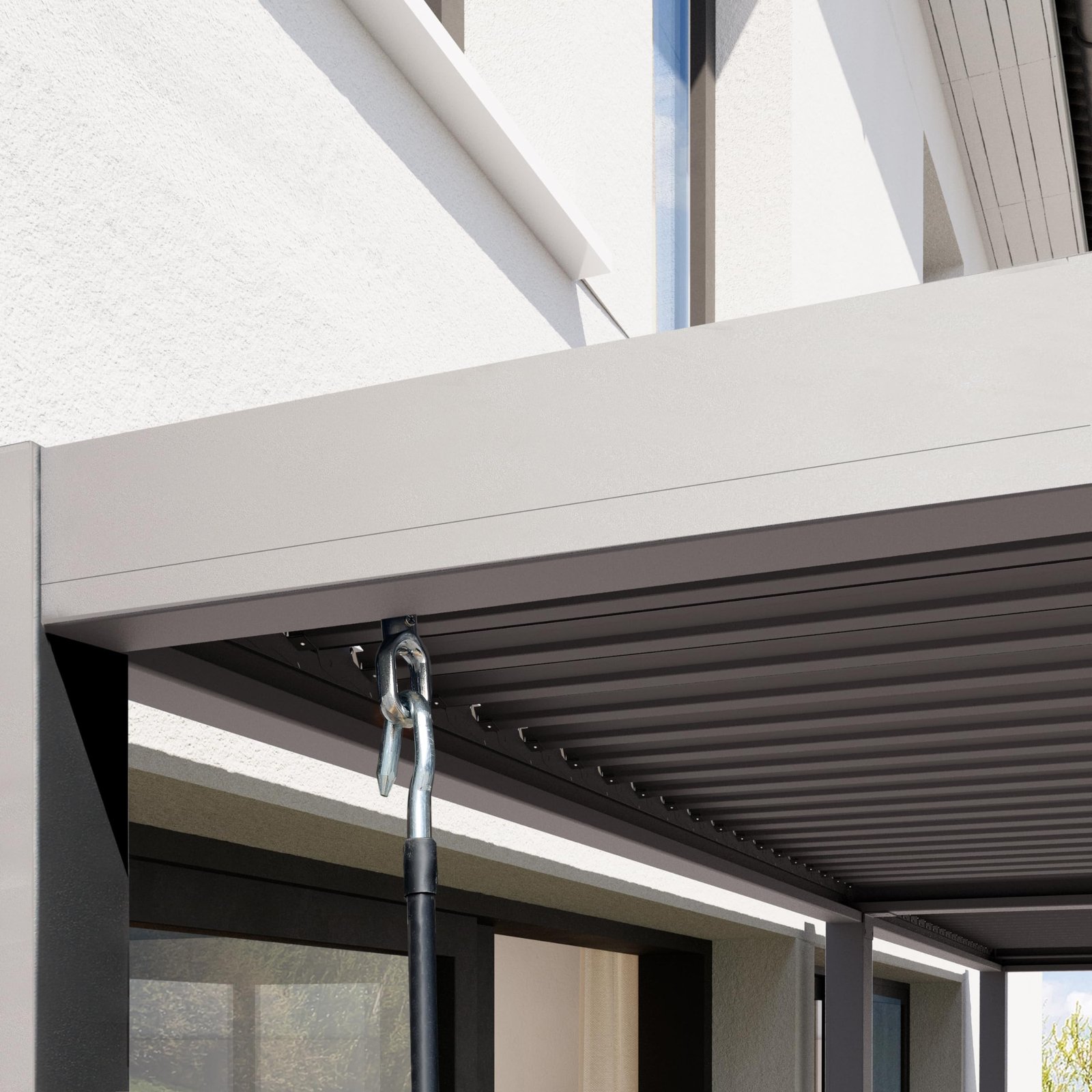 PRIMEYARD Pergola 3x6m Aluminium Lamellendach Stahl Grau – Bild 8