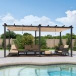 PURPLE LEAF Pergola Aluminium 3,65x5,5 M Wasserdicht Beige