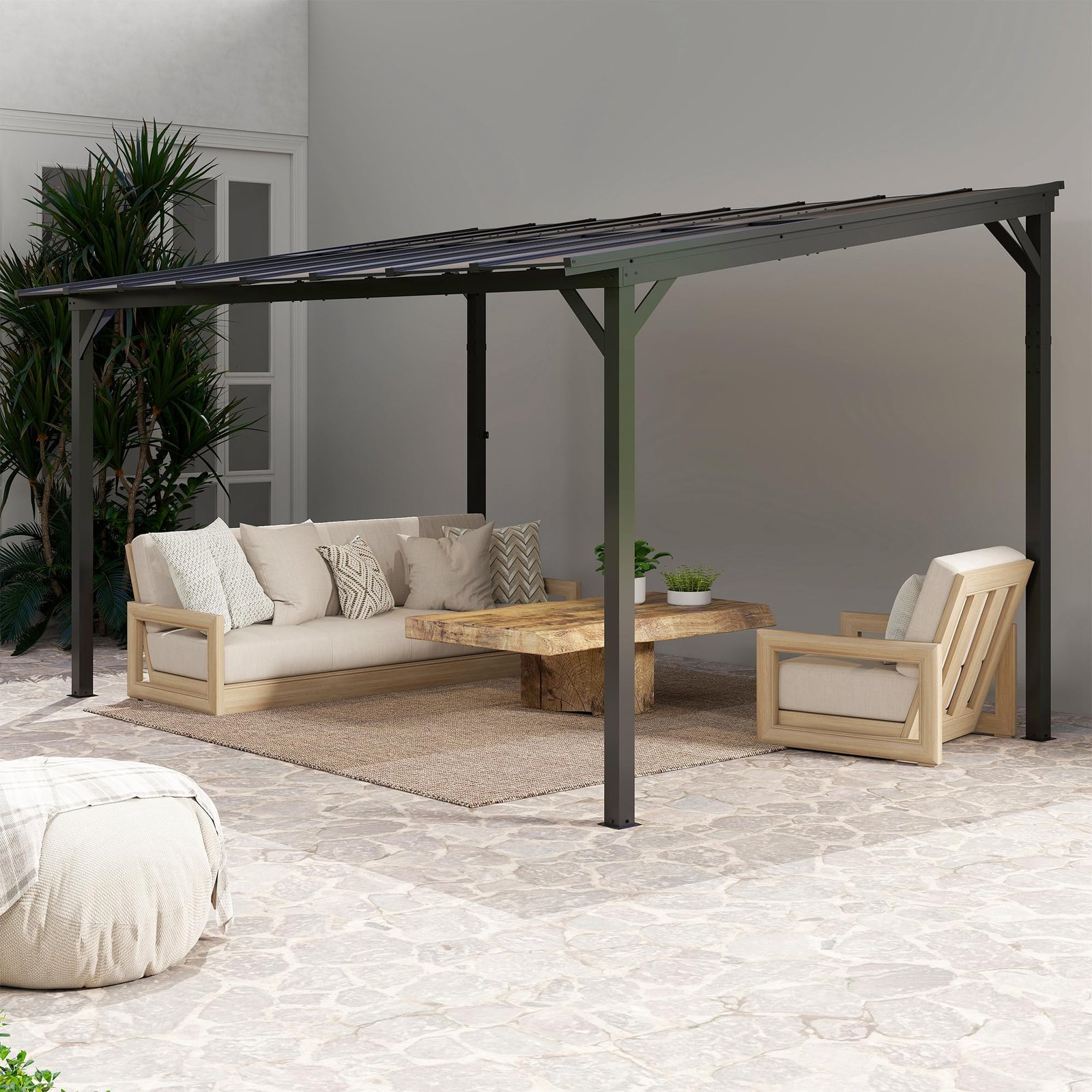 Outsunny Terrassenüberdachung 3x4,3m Polycarbonat Alu Grau – Bild 9