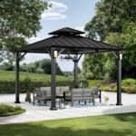 Modern Shade Gartenpavillon 3x3m Hardtop Solar LED Stahldach