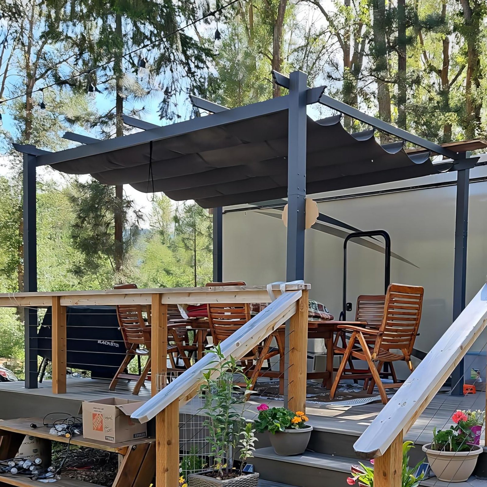 PURPLE LEAF Aluminium Pergola 3x4m – Schiebedach, UV-Schutz