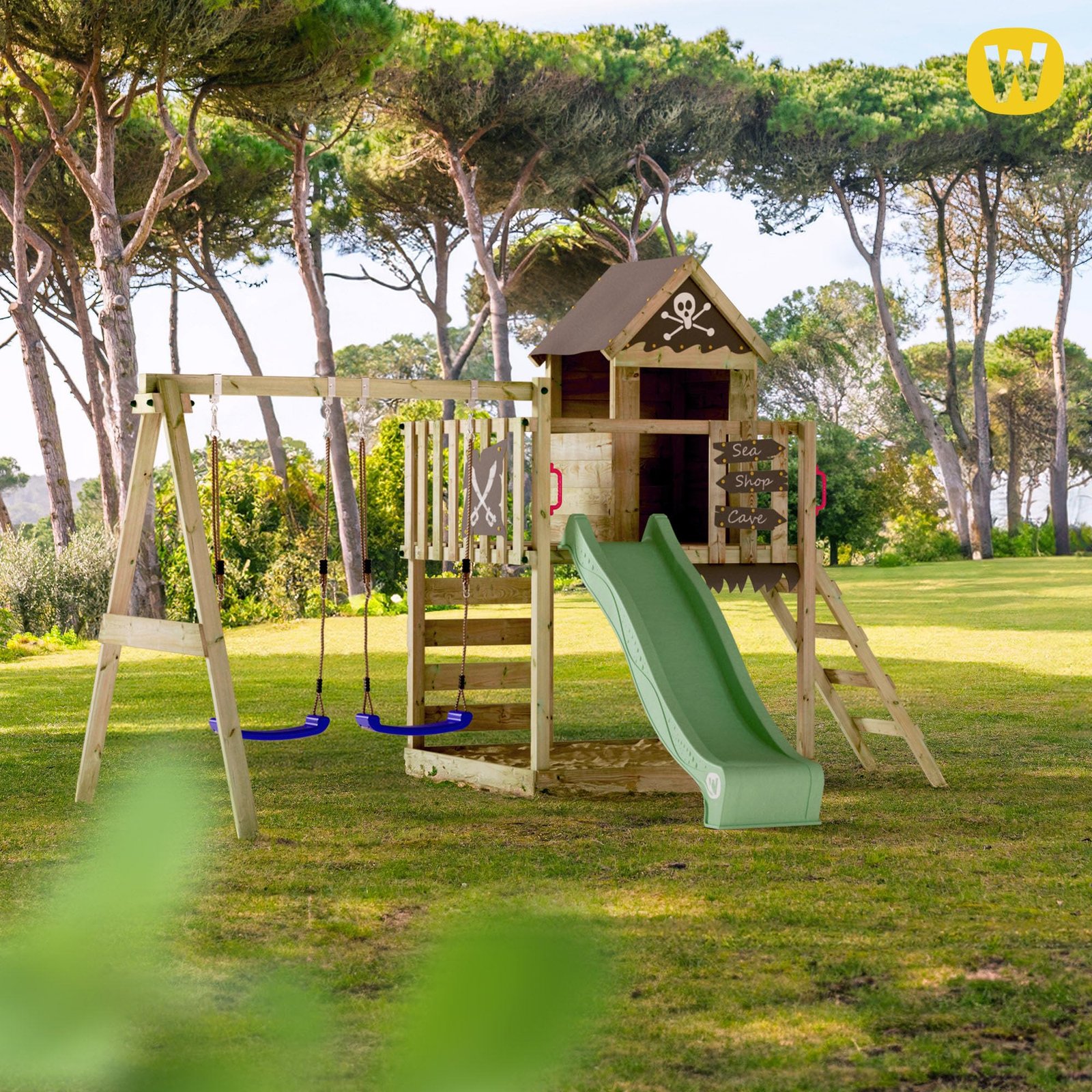 WICKEY Smart Cave Kinderspielturm Spielhaus & Rutsche Anthrazit – Bild 6